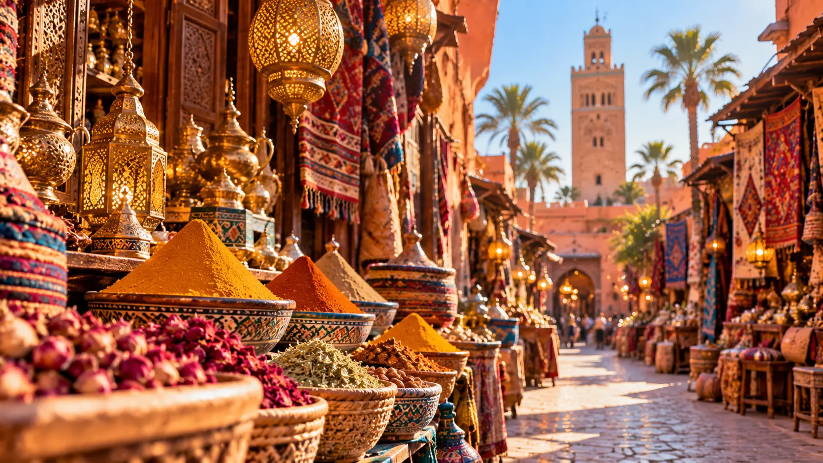 Golden-Hour Marrakech Souk Bazaar